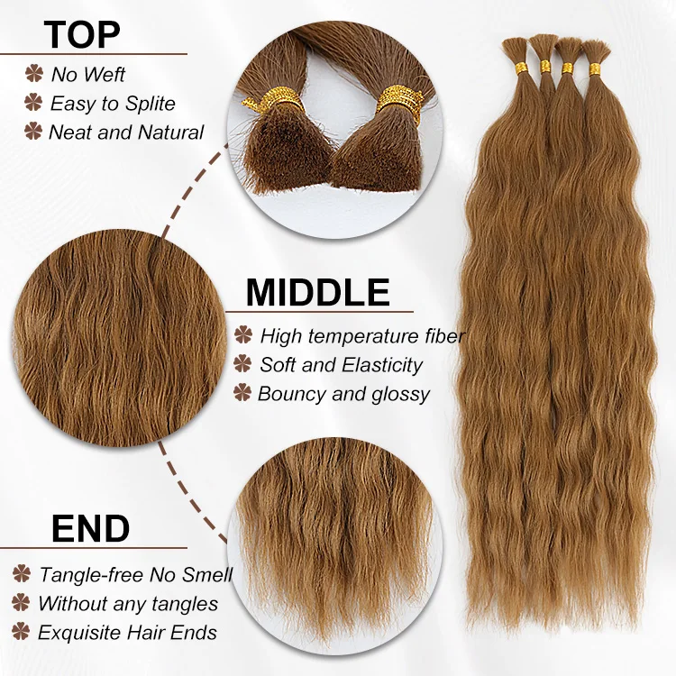 Julianna Wholesale Synthetic Hair No Weft Super Wave Bulk for Braiding Perfect for Boho Box Braid Locs