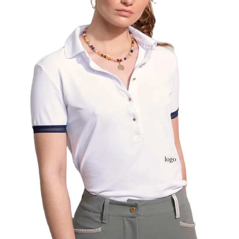 SF Top Quality Horse Riding Short Sleeve Polo Shirt Anti-UV Equestrian Slim Fitted  Baselayer  Tops Anti-Wrinkle