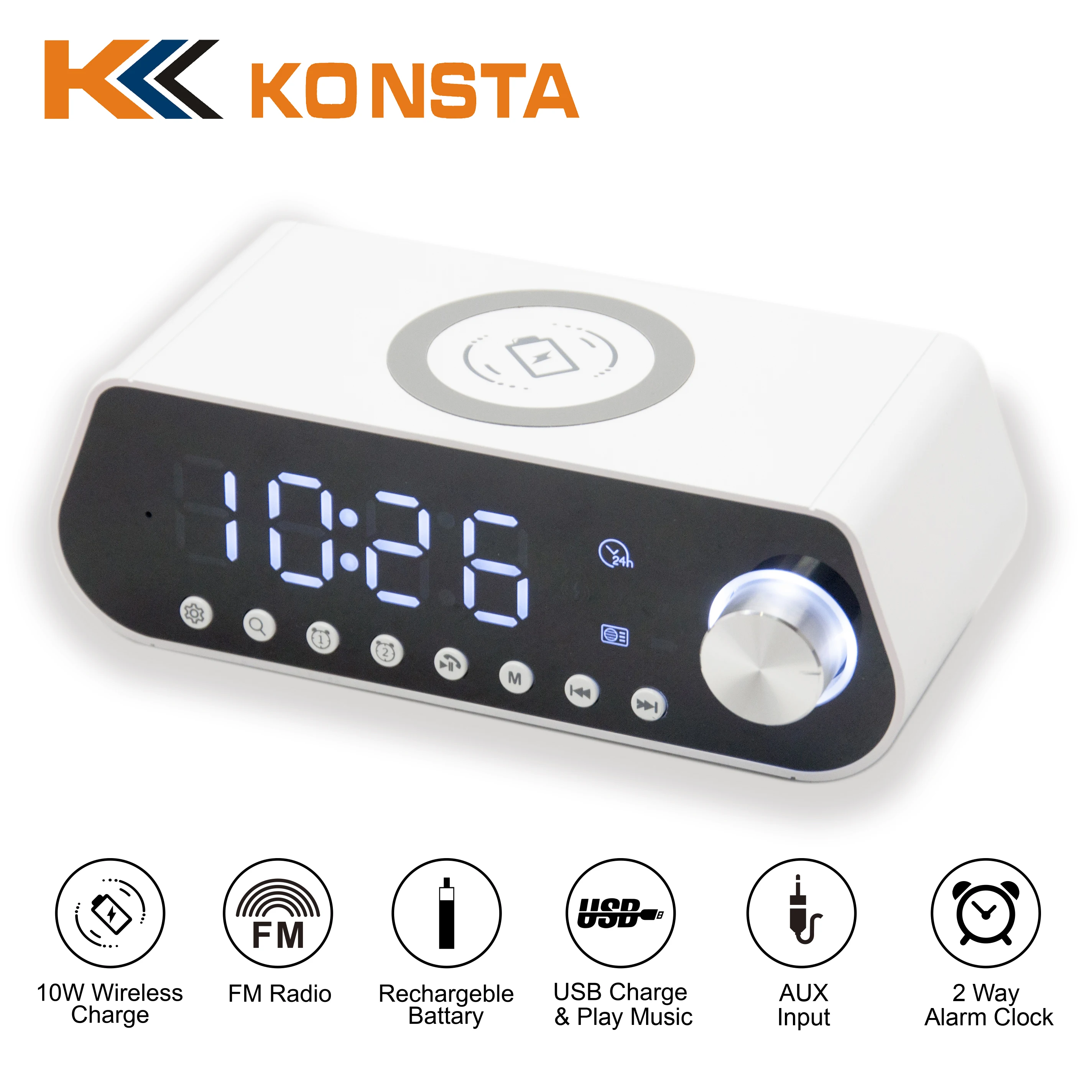 New Modern Smart Best Wireless Charging LED Alarm Table Clock 15W 3 in 1 Wireless Charger