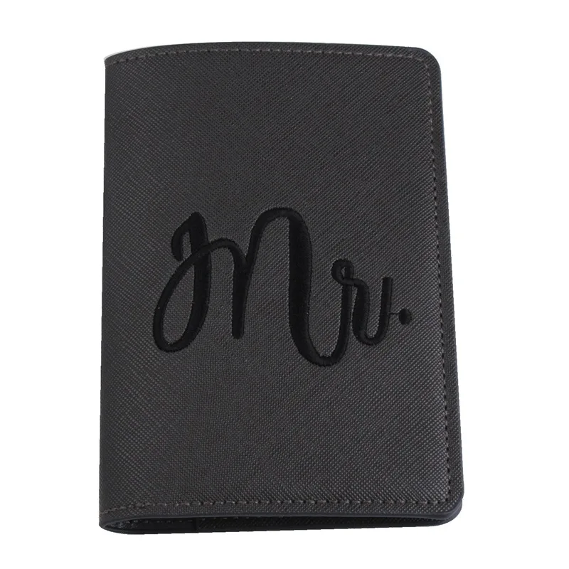 Embroidered Leather PU Passport Cover Passport Clip Couple Travel Anti Friction Certificate Bag Protective Card Cover