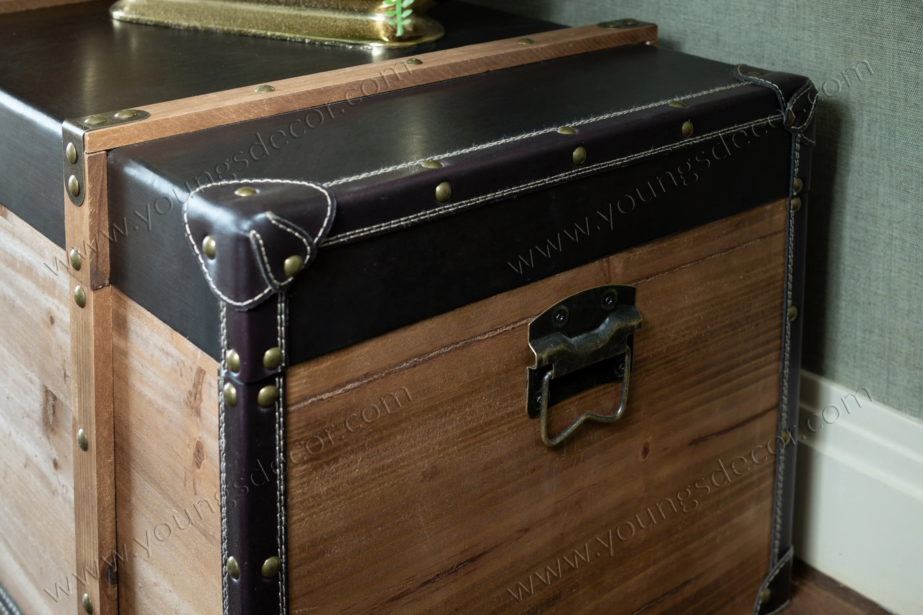 Vintage Decorative Wooden Trunk Large Living Room Furniture Storage Box