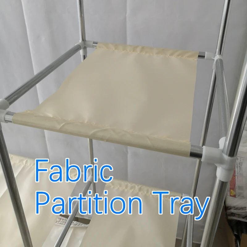 130Cm-Wide Canvas Bedroom Closet Double Sliding Door Portable Wardrobe Fabric DIY Storage Organizer Metal Pipe Clothes Cabinet