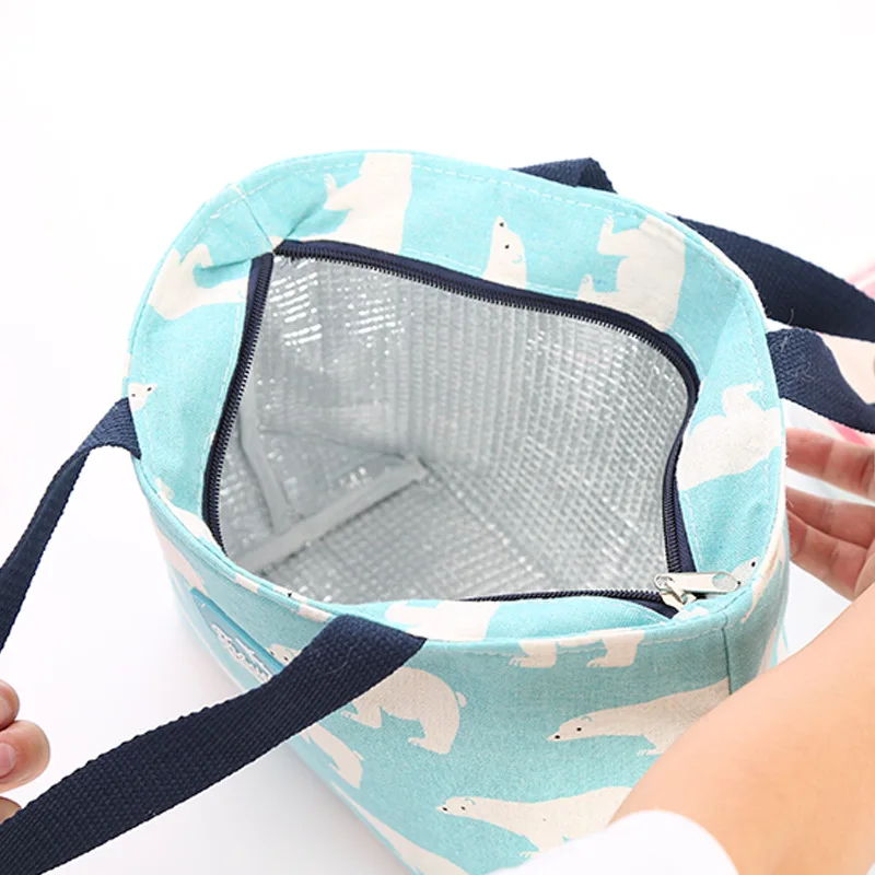 New Large Capacity Fashionable Lunch Cooler Bag Cotton Linen Fashion Cooler Bag Portable Waterproof Large Cooler Tote Bag Food