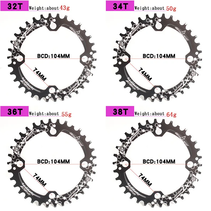 Велосипедные аксессуары 104BCD 32T/34T/36T/38T велосипедный Кривошип MTB комплект зубчатый диск велосипедная цепь Кольцо