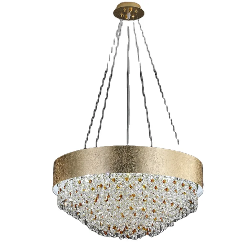 2023 Лидер продаж дизайн большой золотой круглый роскошный подвесной светильник ресторан гостиная Классические хрустальные люстры