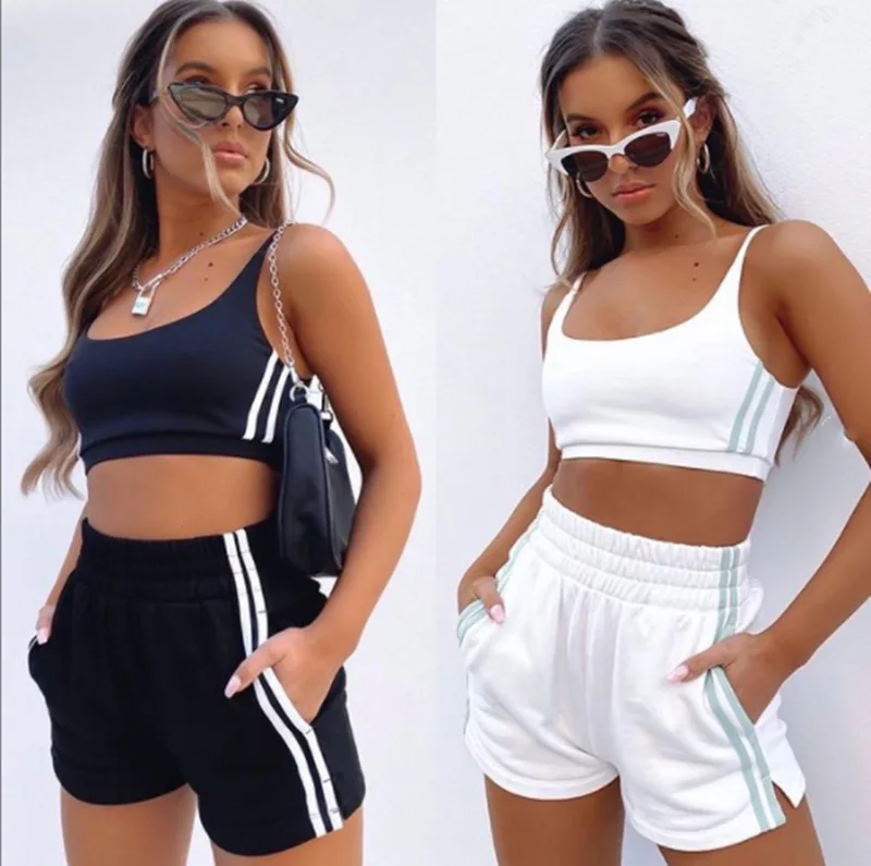 
Y0841 2021 Summer Womens Jogger Sets Wholesale Classy Sleeveless Women Athletic Wear Sets Casual Sports Outfits Woman 