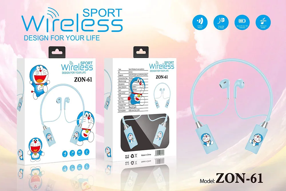 New Design Cartoon TWS neck hanging earphones Sport wireless bluetooth earphones