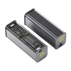 Two Way PD20W 20000mah 22.5W QC PD PPS Multiprotocol Transparent LED Digital Display 21700 Battery DIY Fast Charge Power Bank