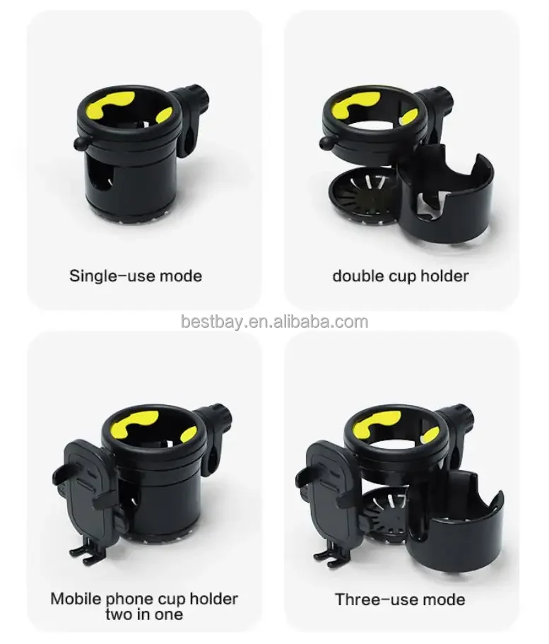 New Design Cup Holder For Stroller Universal Bottle Drink Holder Pram Wheelchair Cup Holder With Phone Slot