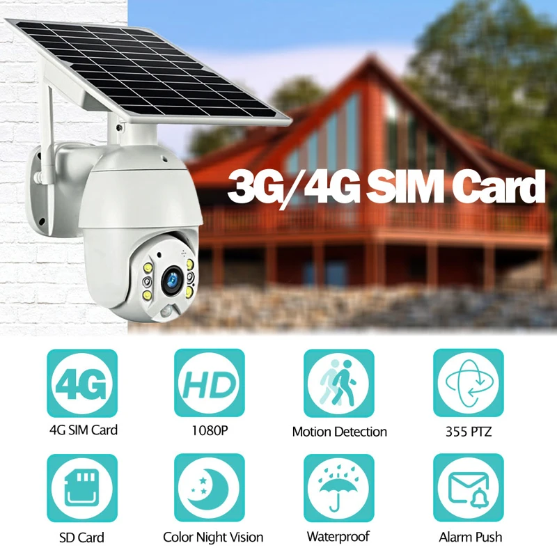  Солнечная камера наблюдения ночного видения со встроенным аккумулятором 4G