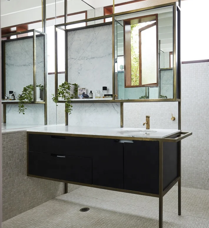 Meuble simple vasque STEEL 90 cm  Acier Noir  Single vanity unit STEEL 90 cm Steel Black powder room dressing console table