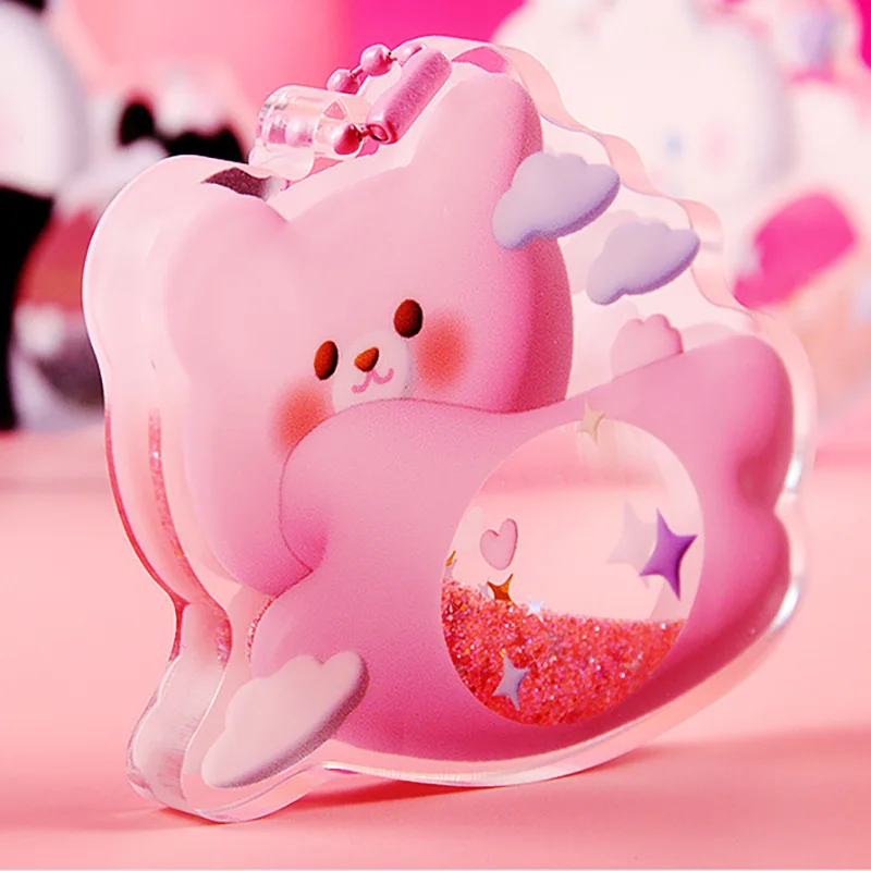 High Quality Custom Anime Acrylic Keychains Cartoon Figures Liquid Glitter Effects for Unique Collectibles