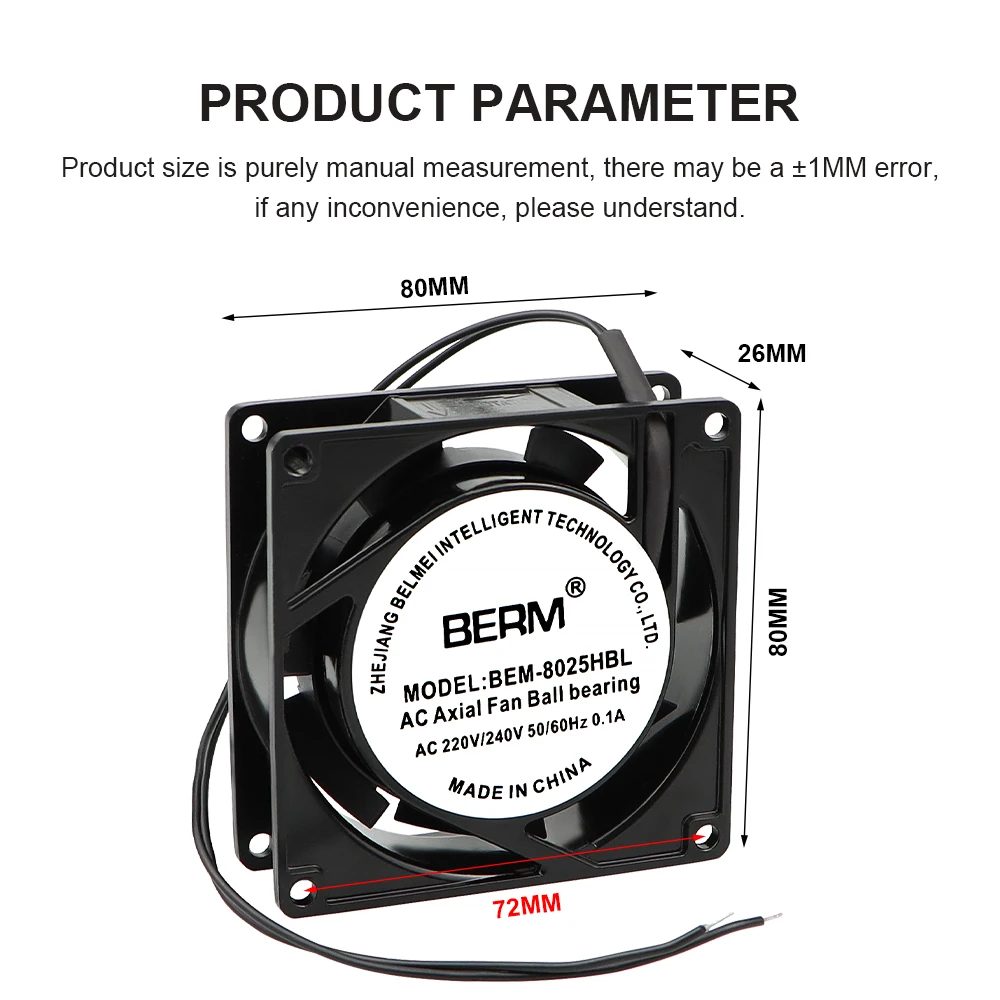 80*80MM Small axial fan AC 220V/240V Industrial cabinet cooling fan Small exhaust fan