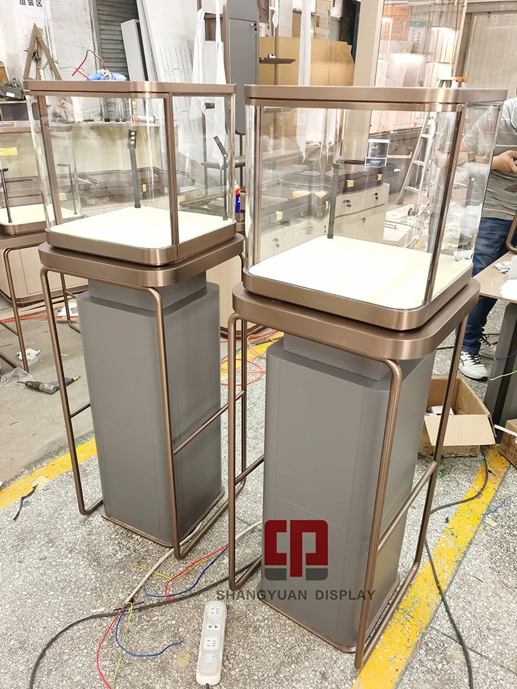 Processing high-grade jewelry display cabinet Gold jewelry display cabinet stainless steel jewelry counter glass display cabinet