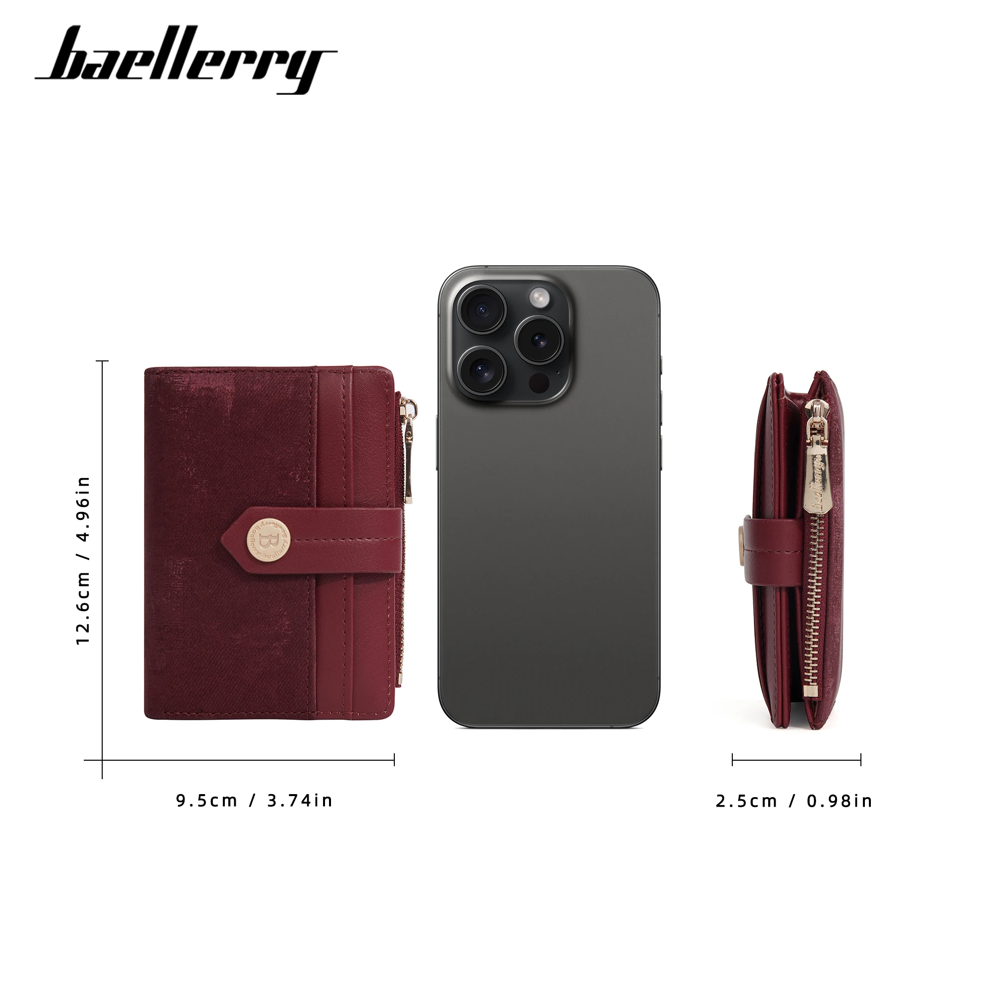 Baellerry Korean Version Short PU leather Cross border solid color Women New Multi Card Coin Purses Multi slot card Wallet