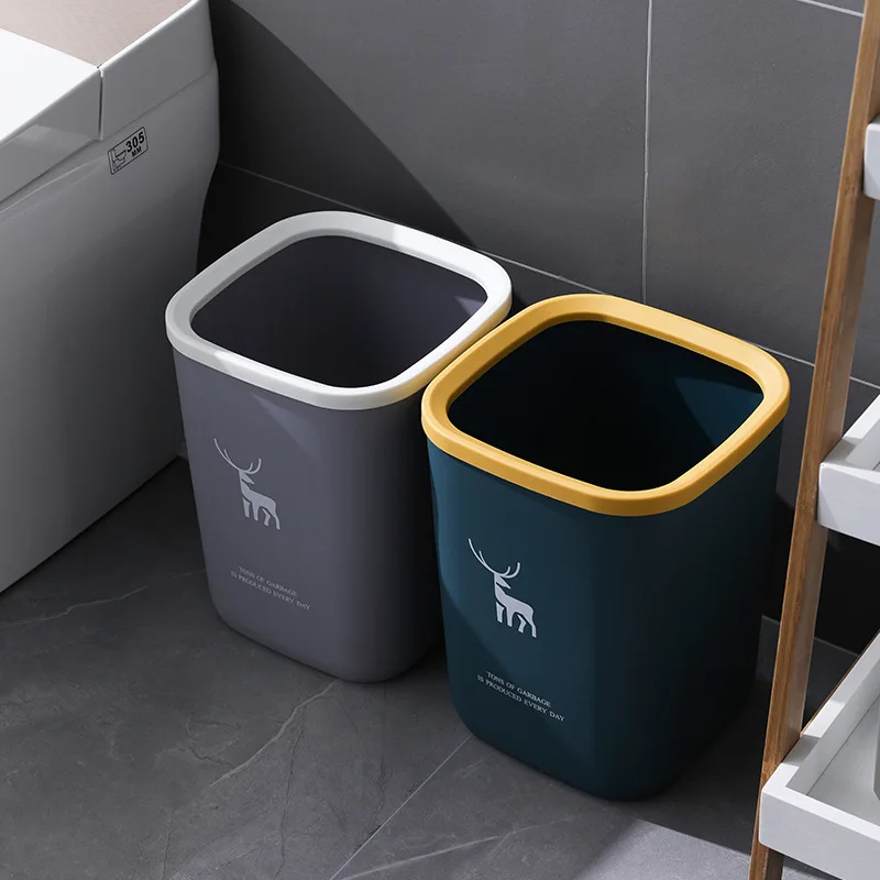 Nordic Style Large Thickened Household Press Ring Paper Basket Trash Bin Without Lid