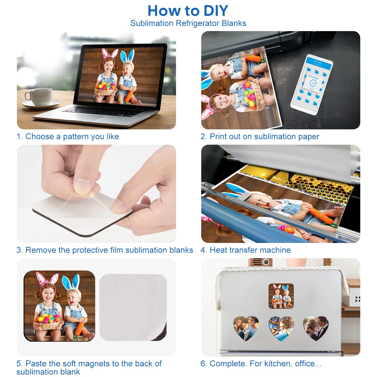 Sublimation Blanks Refrigerator Magnets DIY Decorative Magnets sublimation fridge magnet blank Round Square Heart Shape