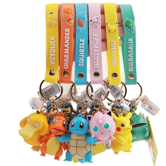 3D Rubber Pokemoned Cartoon Keychain Pendant silicone Pokemoned Keychain