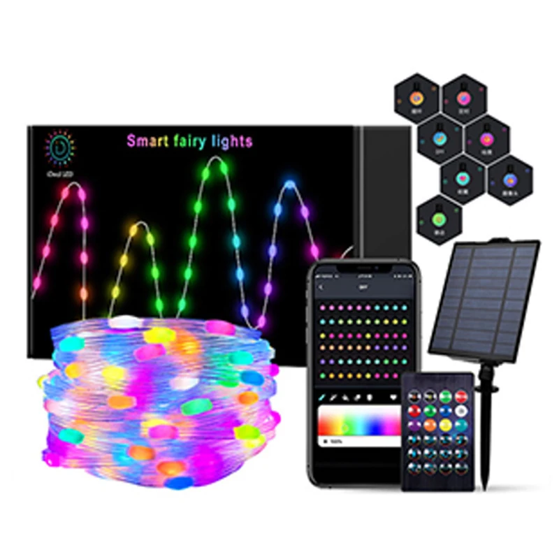 Led Christmas Outdoor Garden Decorative Pixel Point String Lights Smart APP Control Fairy Lights Copper Wire String Lights