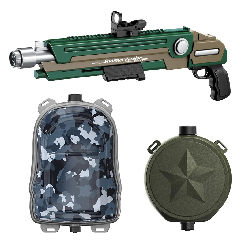 Long Range Shooting Distance Water Gun With 4 Different Head Auto& Manual Backpack Water Gun For Hot Summer
