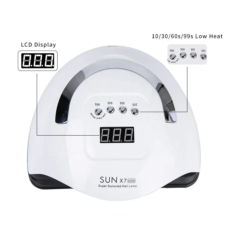 Professional 180W Nail Dryer Lamp LED Gel Polish UV Light Portable SUNX7 MAX For Manicure Curing With Auto Sensor LCD Display