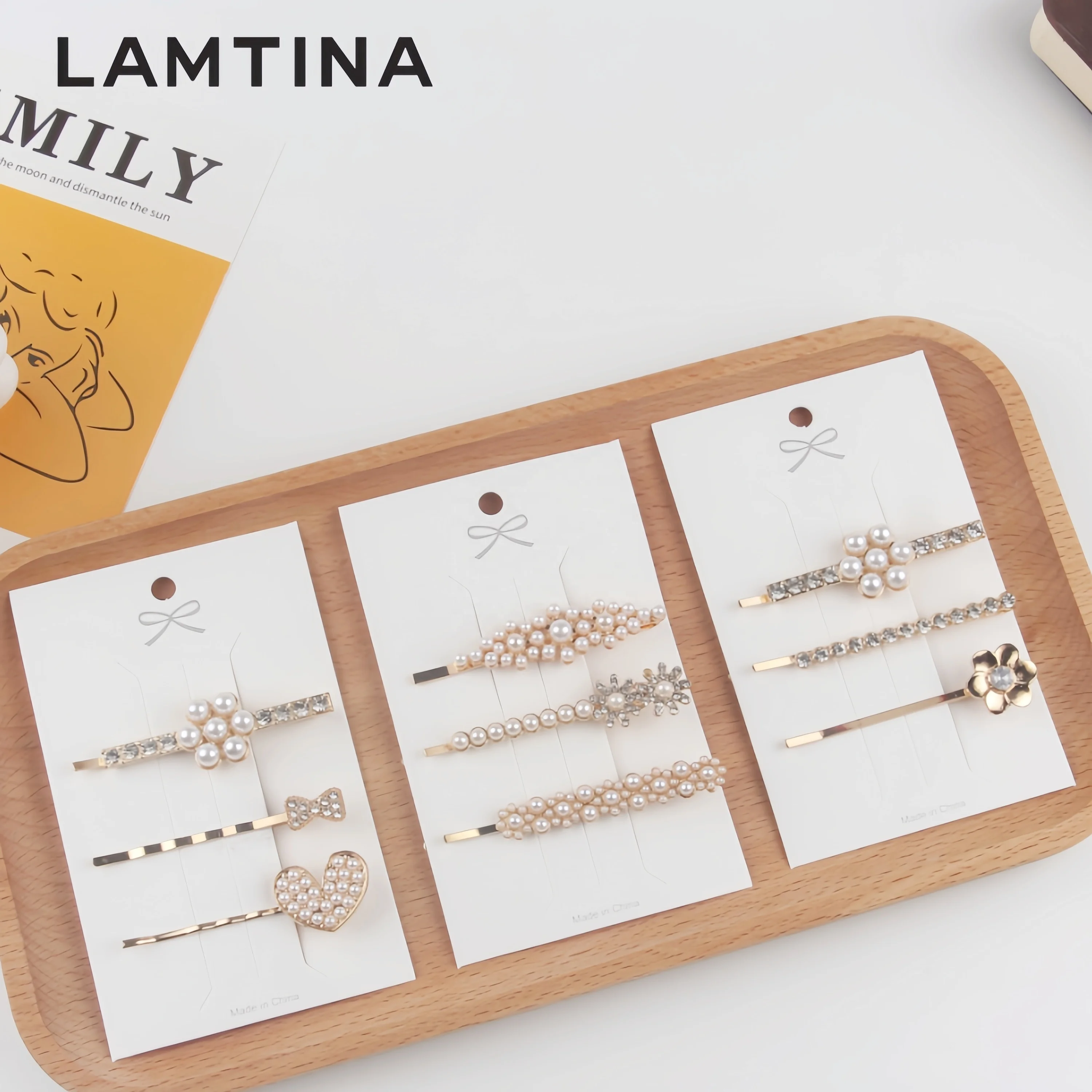 New 3pcs Korean Gold Hair Clips Heart Pearl Hair Accessories Butterfly Hair Pins Sets for Lady Girls