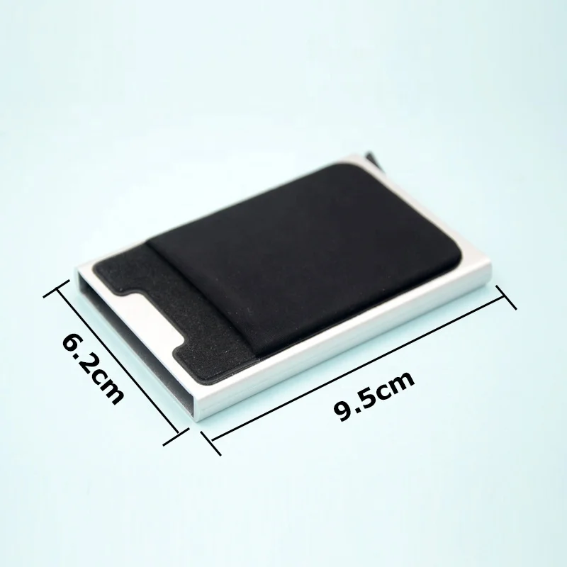 Алюминиевый держатель для кредитных карт с эластичным задним карманом RFID Мини Тонкий кошелек металлический автоматический всплывающий чехол для кредитных карт