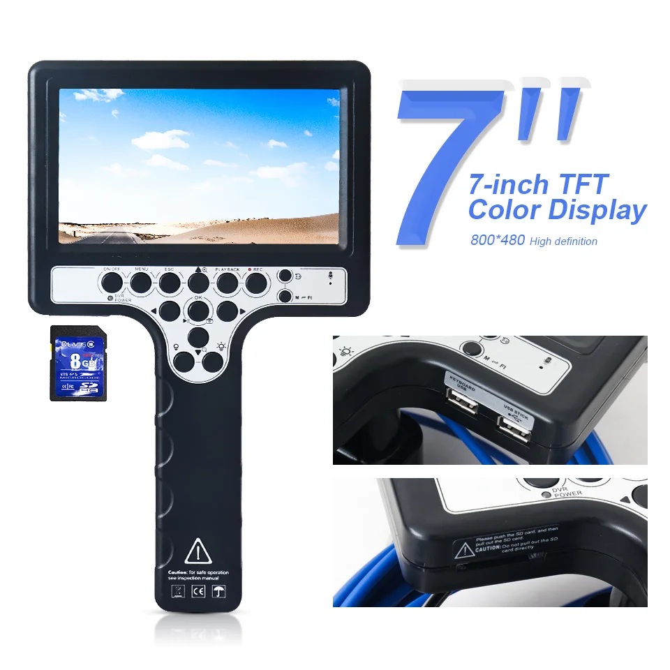 Handheld 50mm Pan Tilt Camera Head Plumbers Camera Manual Push Inspection Videoscope