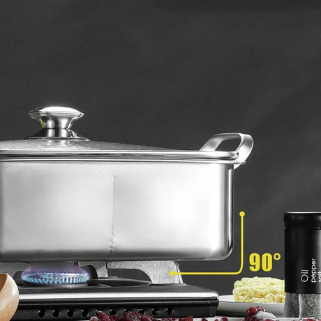 Double flavor hot pot stainless steel 304 shabu square Chinese mandarin duck pot