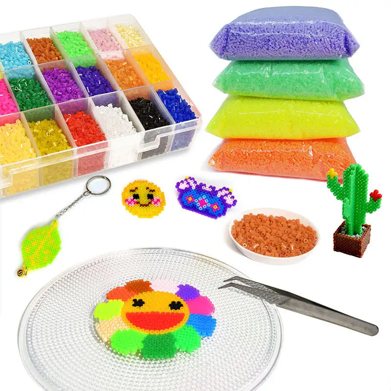 Factory Price 5mm Hama Perler Beads Set Children Puzzle Game Toy Customizable Diy Ironing Beads Kit For Kids