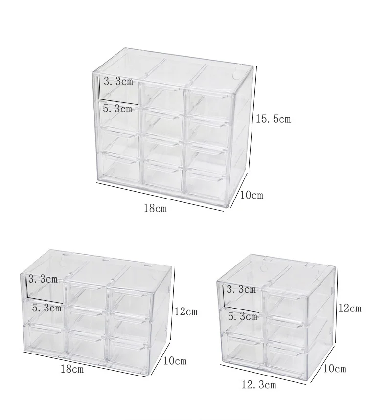 Acrylic 12-square Grid Storage Box Contact Lenses Storage Box Dustproof Nine-square Grid Desktop Jewelry  Box Multi-functional