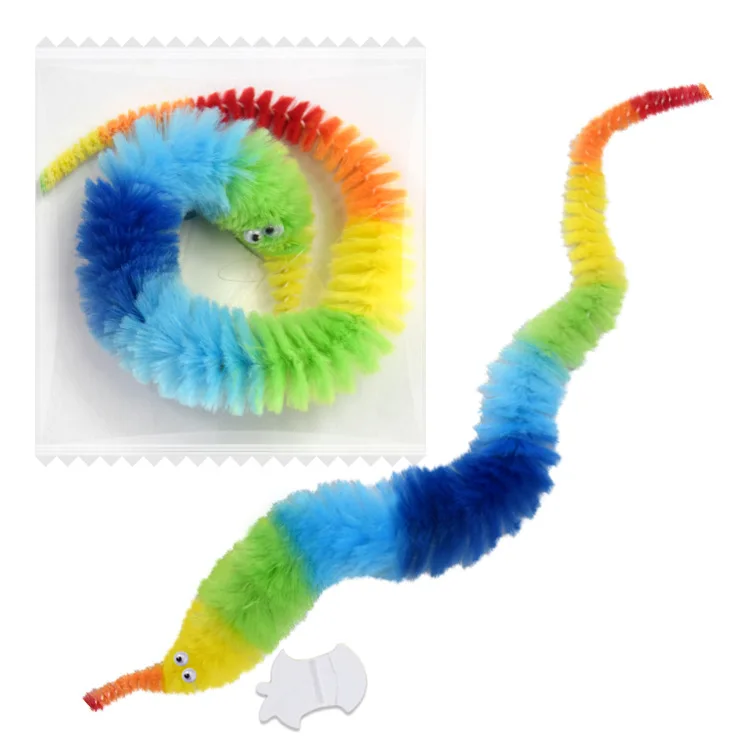 BrilliantMagic New Magic Plush Worm Fuzzy and Wiggly Colorful Plush Worm Toy