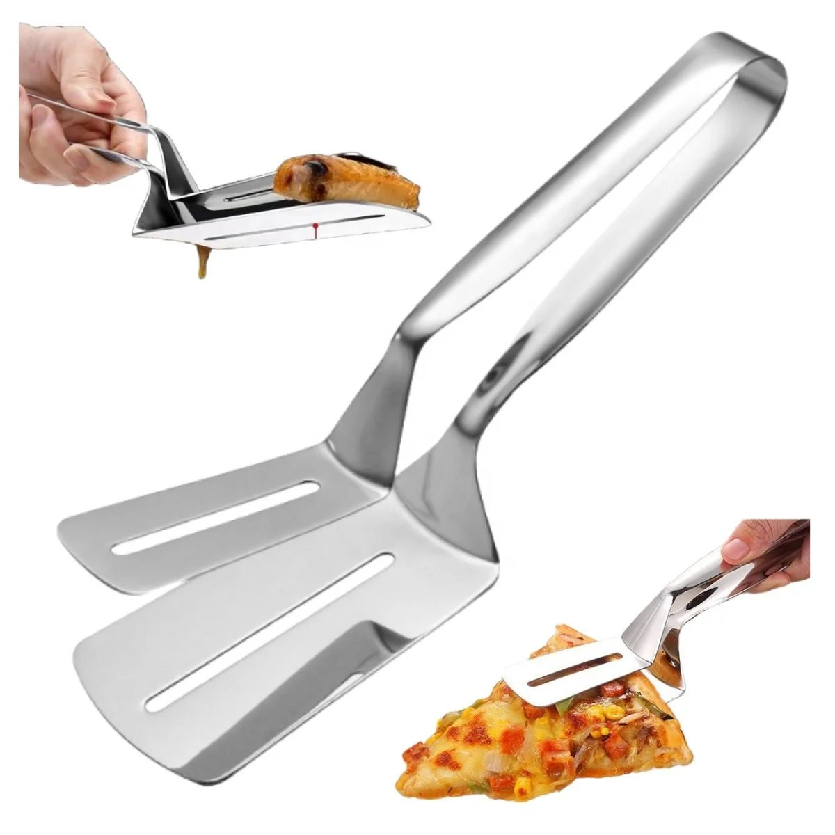 Stainless steel steak spatula barbecue with grilled fish with food with bread pancakes Korean barbecue fried fish with tongs