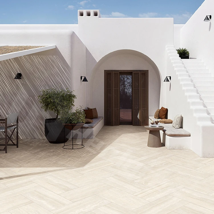 Modern Wood Travertine 20mm Porcelain Outside Tiles for Durable Anti Slip Garden Floors