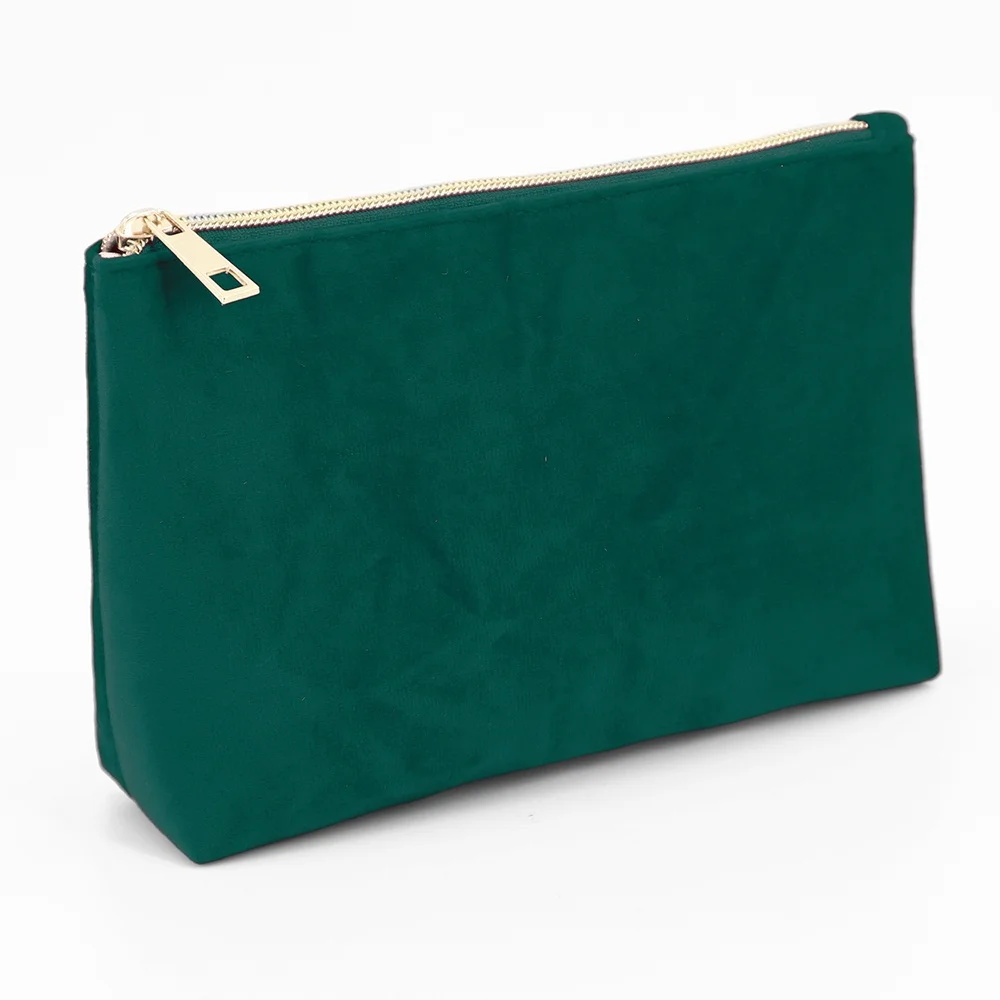 Company Logo Print Custom Velvet Makeup Pouch for Travel Organizer Women Velvet Cosmetic Zipper Bag Promotional Gift