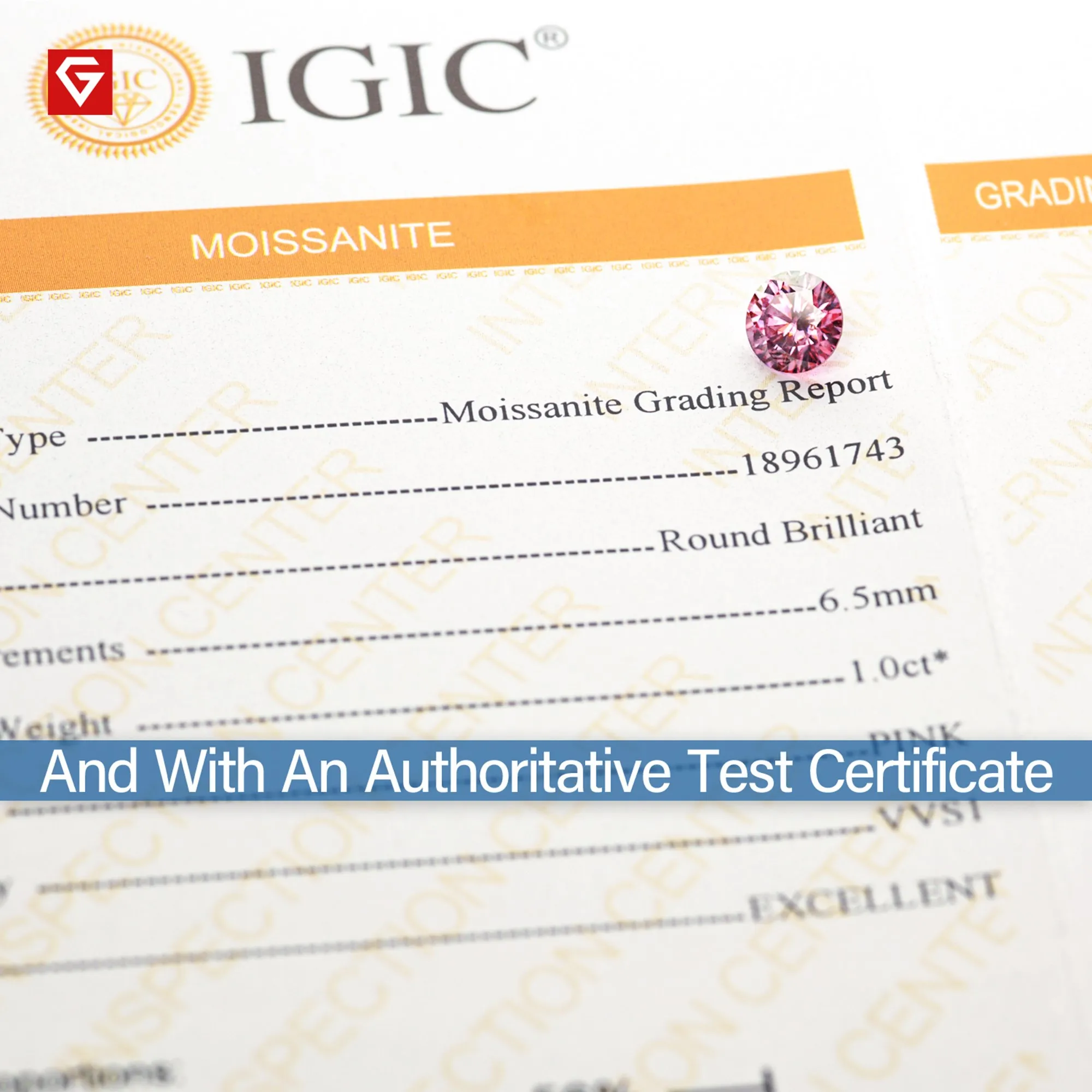 Pink  Round Cut VVS1 Moissanite Stone Loose Gemstone Synthetic Diamond with Certificate Christmas Gifts