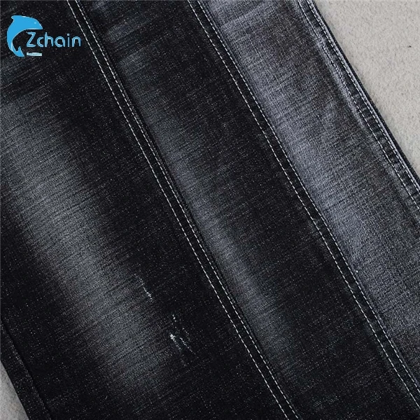 Cheapest Sulfur black cross hatch slub stretch cotton lycra denim fabric