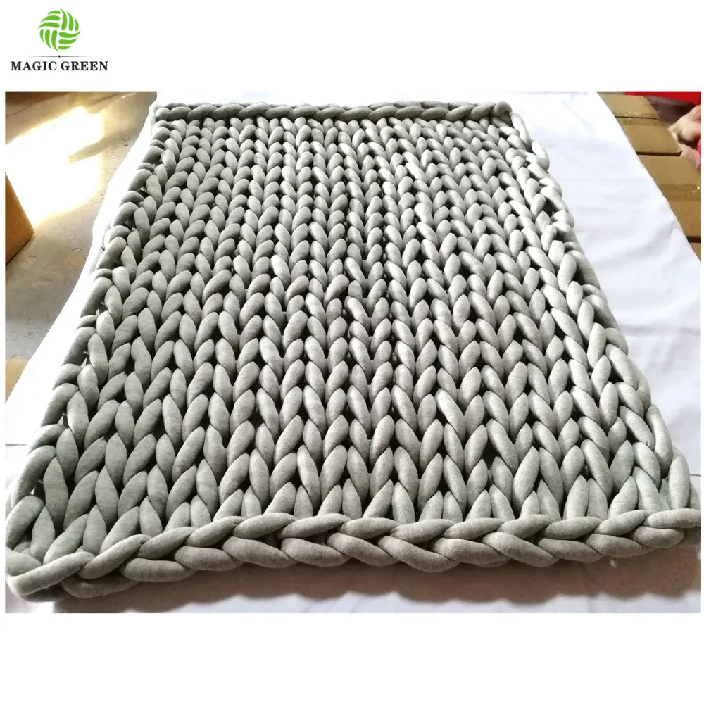 stock 100% COTTON SEAMLESS D2-3cm machine washable roving yarn filled tube braid hand knit yarn fabric  thick heavy blanket