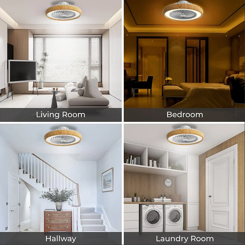 Wholesale 20-Inch Modern LED Ceiling Fan with Plastic Body Indoor Home Decorative Fixture Remote Control for Bedroom for Hotels