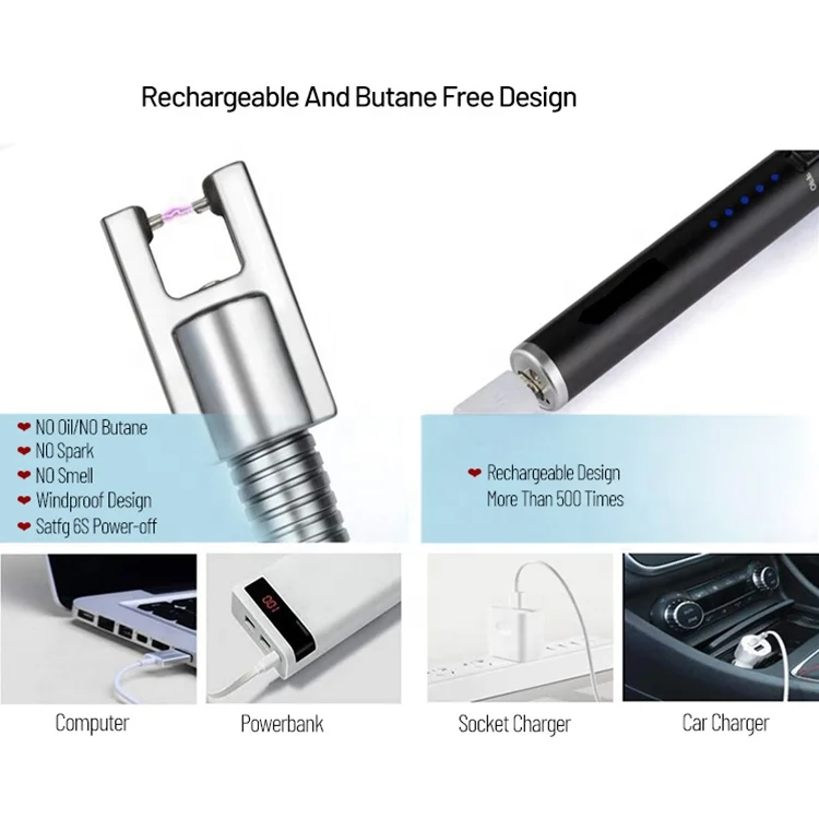 USB перезаряжаемая Зажигалка для барбекю кухонная дуговая зажигалка многоцветная Ветроустойчивая плазменная