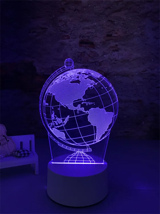 Amazon hot-selling seven-color adjustable globe shape modern custom 3d led night light