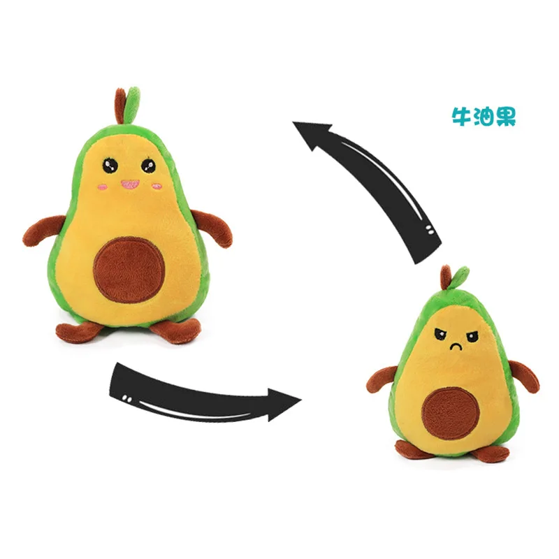 Wholesale New design cute claw machine plush toys double sided mood Flip avocado plush animal toys for crane machines