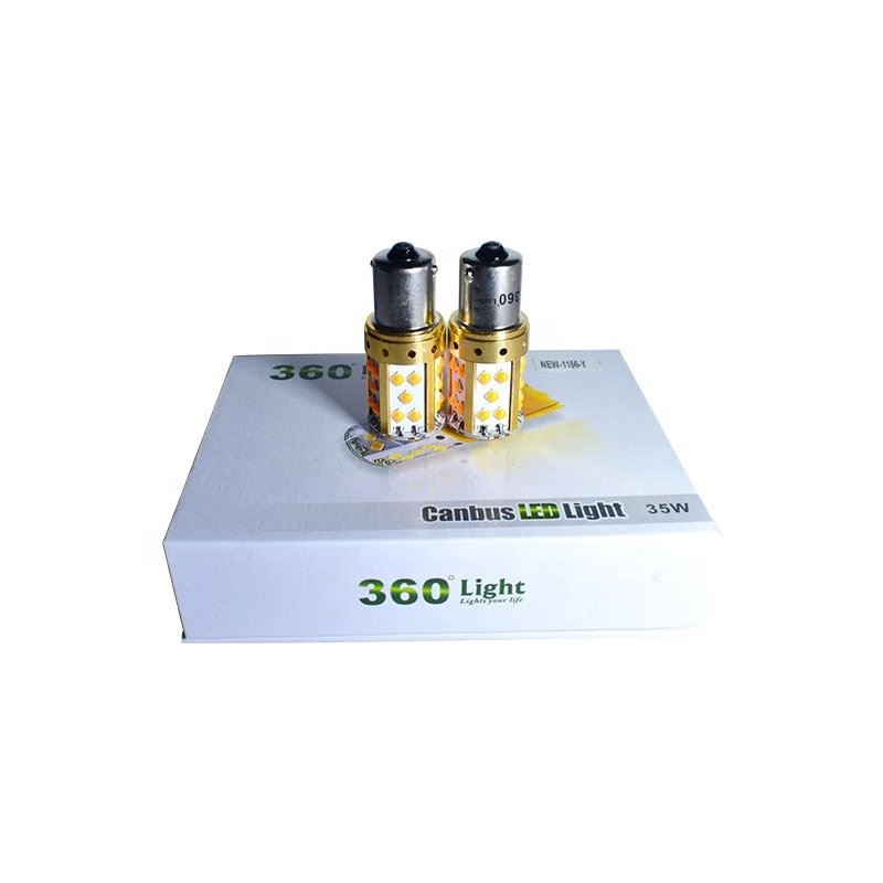 360Light CANBUS 1156/1157 35SMD 3030 Optical Lens Auto LED Turn Signal Light DC12-24V Led Brake Light Bulb White Yellow