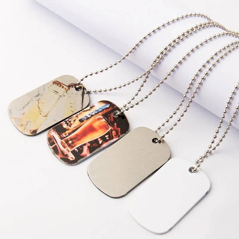 Stainless steel Sublimation Blank dog tag PET necklace ID Name cards, heat transfer printing dog tags