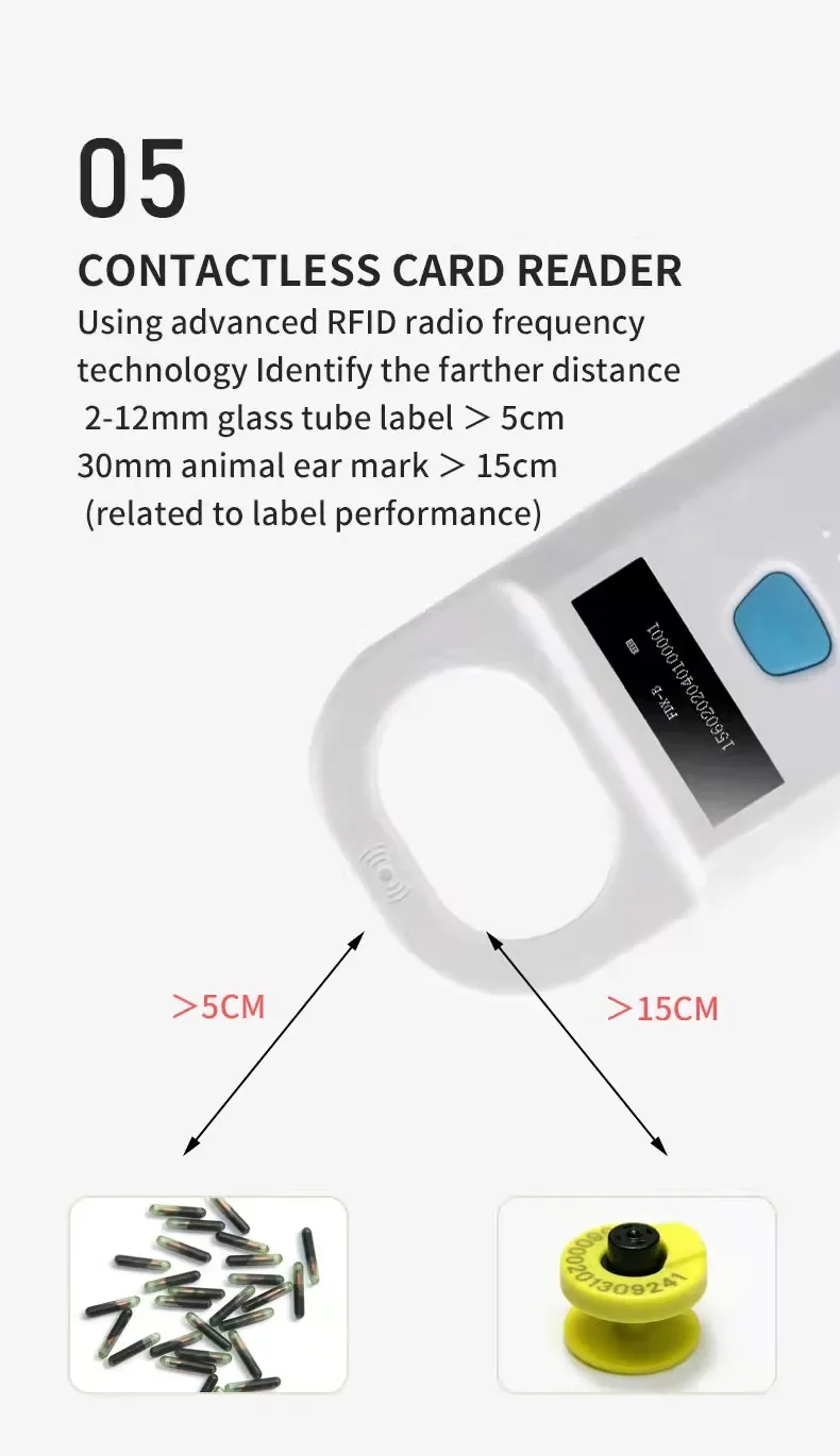 CMRFID 134.2khz 125khz handheld EMID FDX-B animal microchip cards reader rfid pet tag chip dog microchips reader scanner