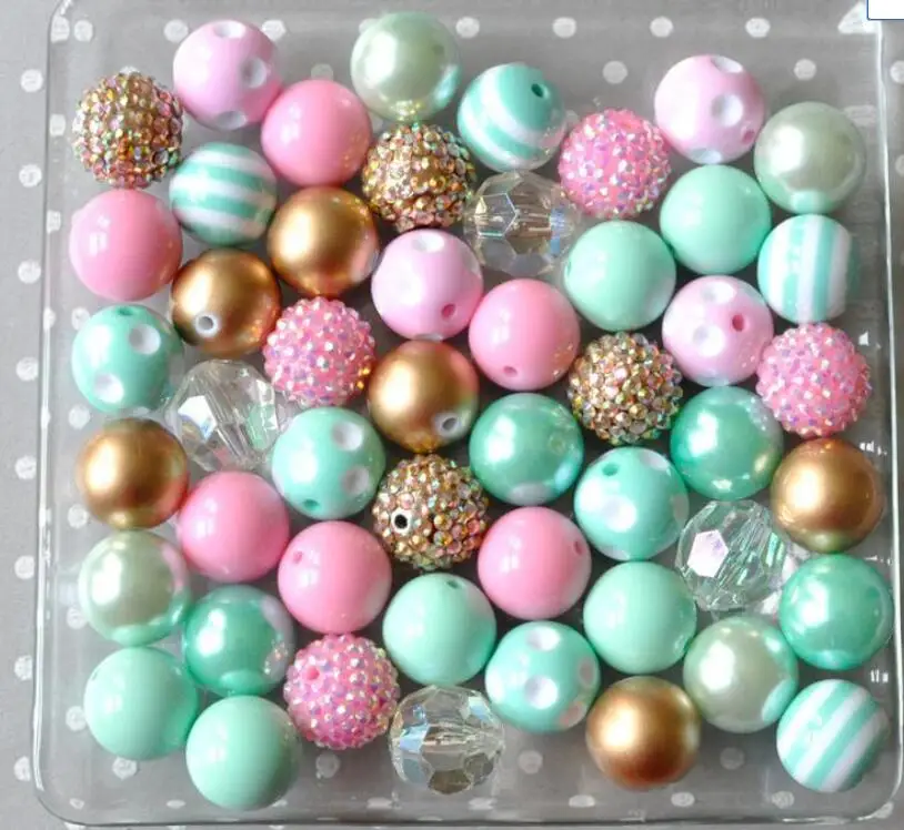 Wholesale colorful 20 mm acrylic diy beads for jewelry making 1Bag 50Pcs round acrylic resin spacer beads for pens diy