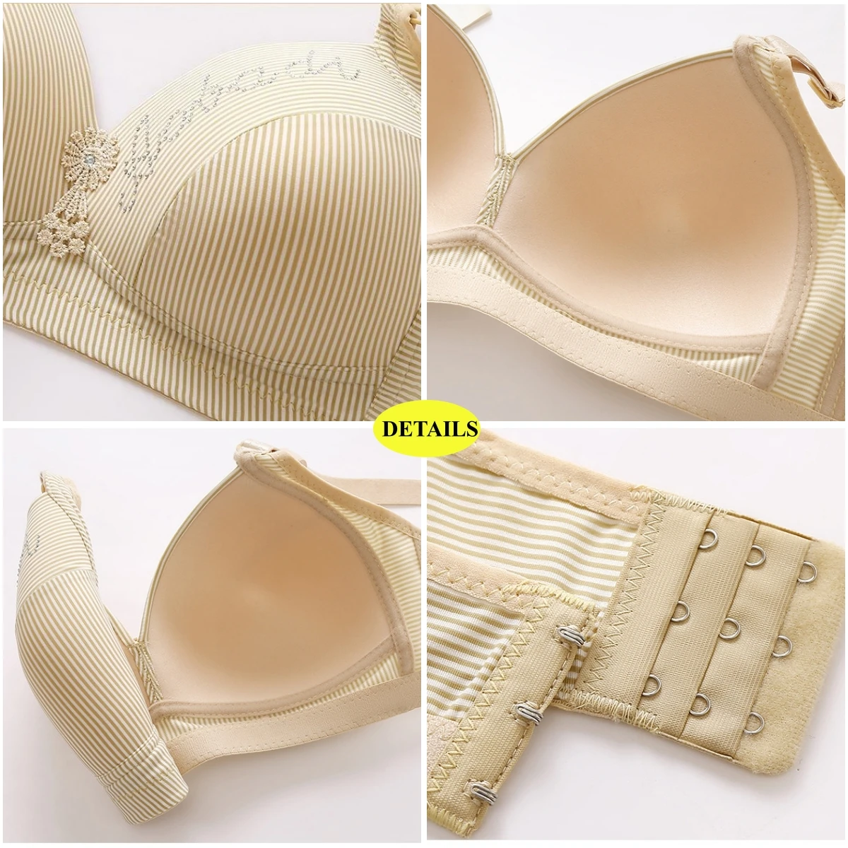New Thin Striped Women Bra Sparkly Rhinestones Wireless Underwear Push Up Female Plus Size Bras Fashion