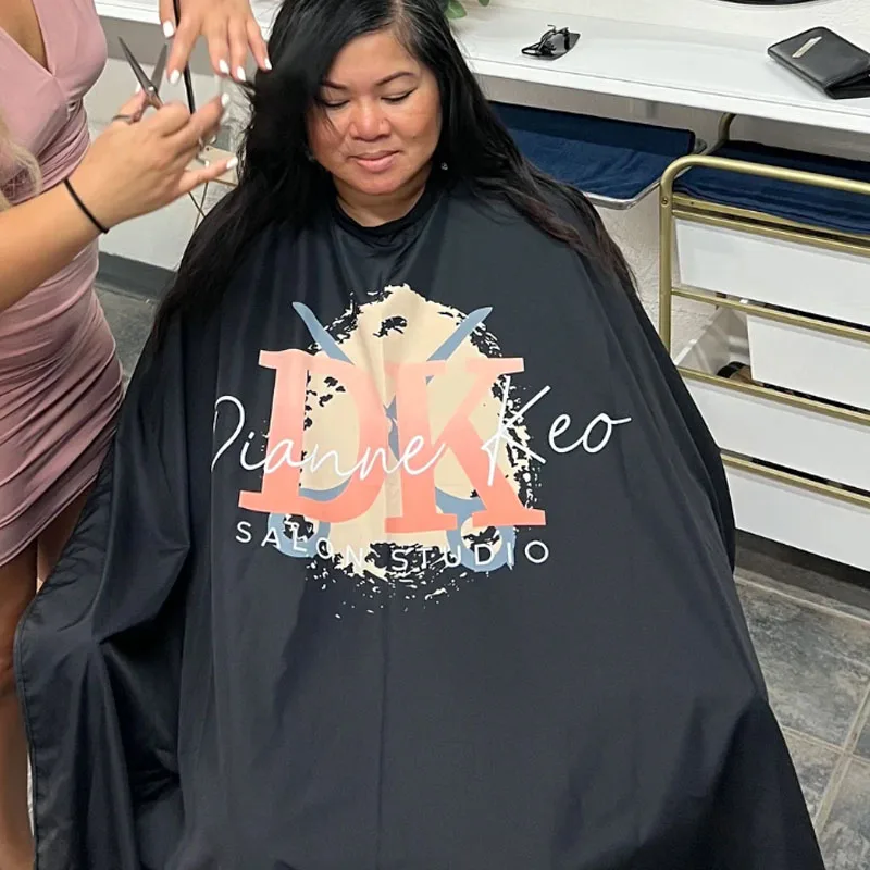 custom plain black long strap beauty hair nail artist apron with logo