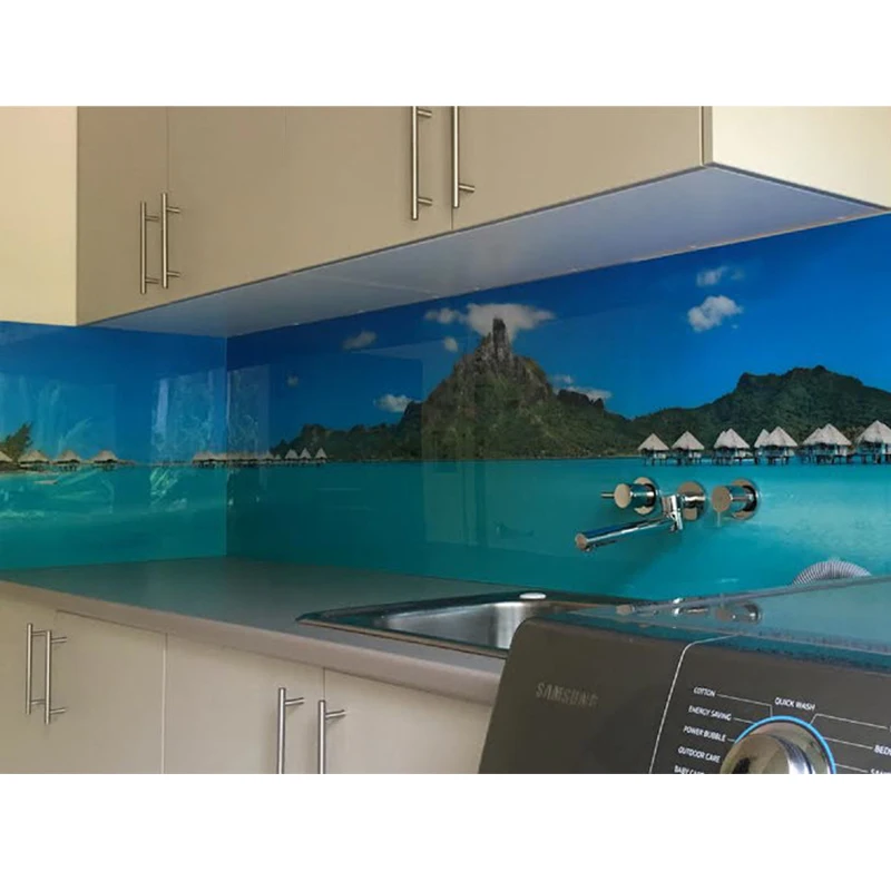 Decorative digital printing glass for kitchen splashbacks