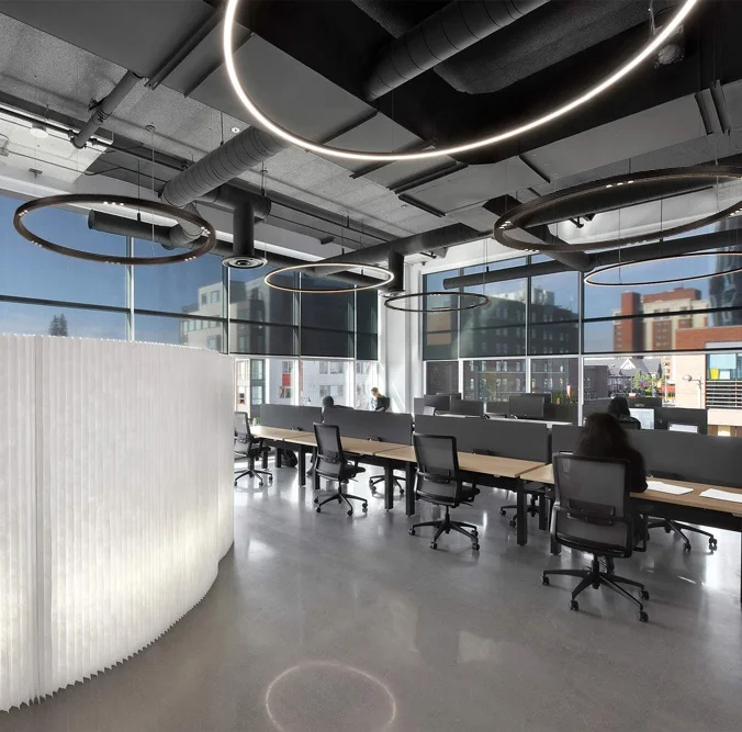China manufacturer RAL powder coat DALI 1-10V dim UGR<13 LED 1300mm diameter circular pendant linear light